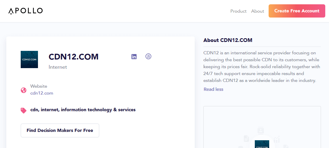 cdn12.com listing on apollo.io