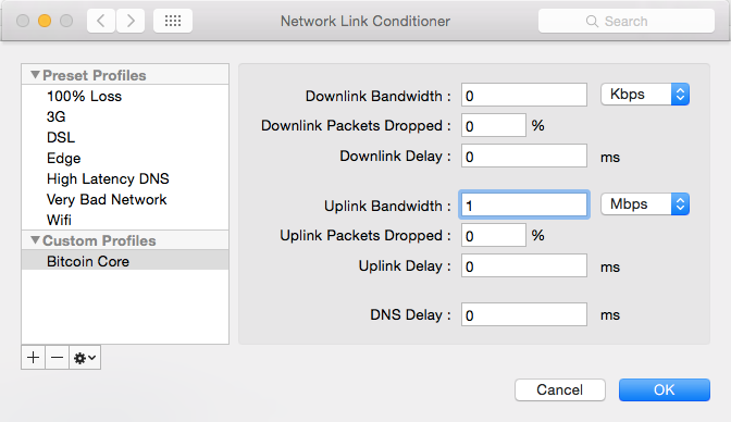 Network Link Conditioner  - Profile