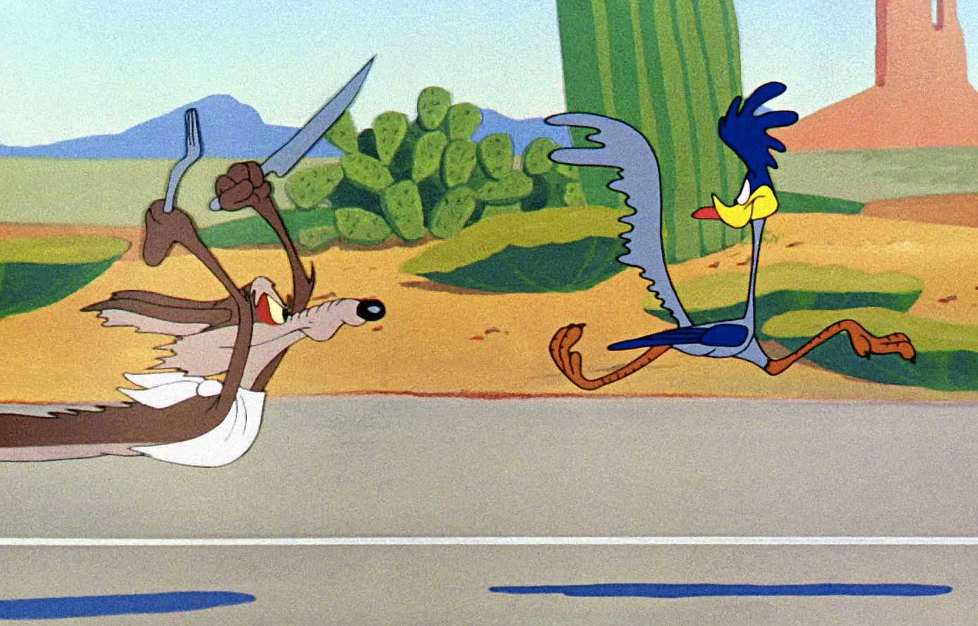 Coyote chasing roadrunner - warner bros. cartoon