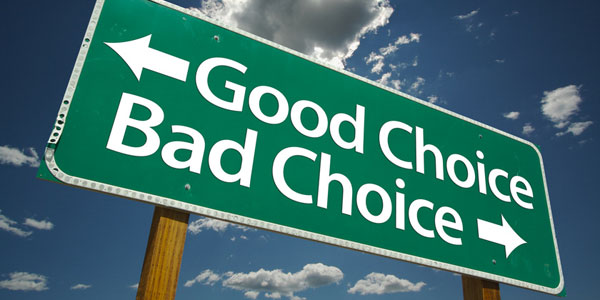 Good choice bad choice abstract sign