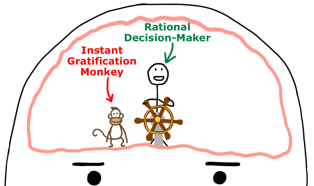 Illustration of how a procrastinator's brain works